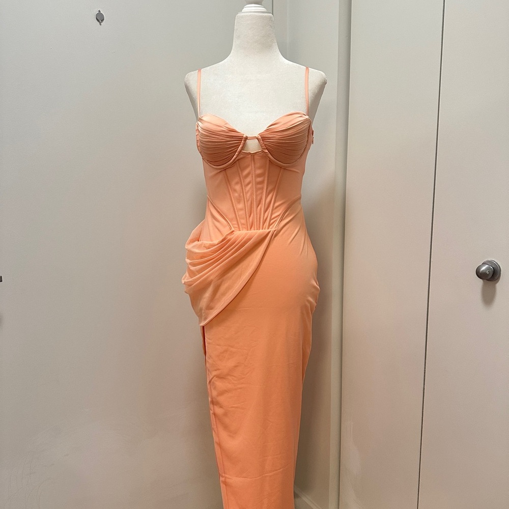 Oh Polly Elegant Peach Evening Dress